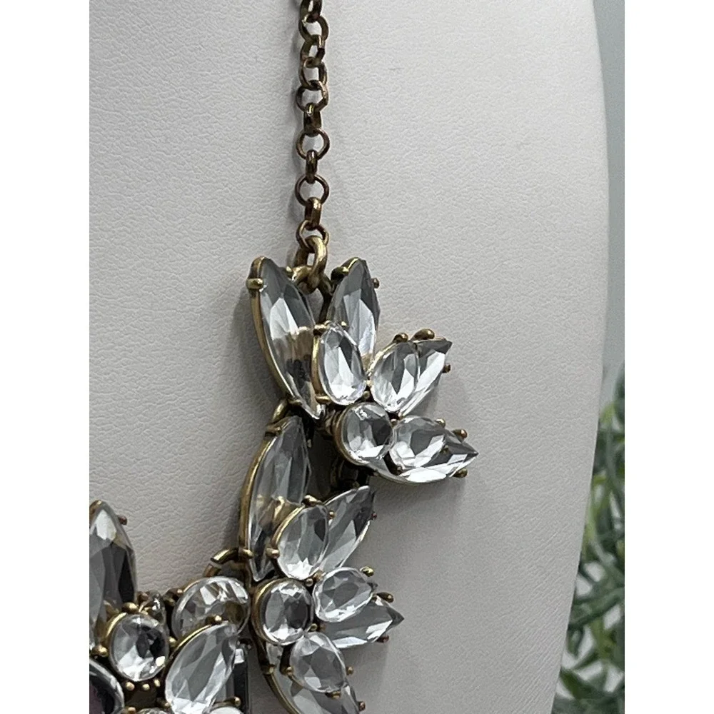 J. Crew Glass Sunburst Mirror‎ Floral Stacked Statement Necklace